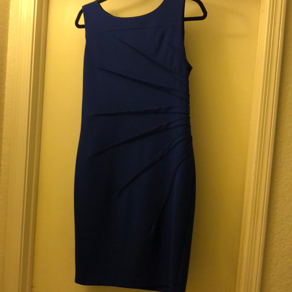 Royal Blue CalvinKlein Starburst Side Rouche Dress